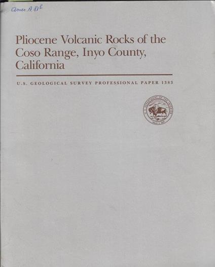 Pliocene Volcanic Rocks of the Coso Range, Inyo County, California - copertina