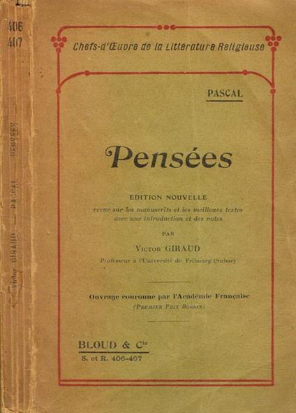Pensees - Pascal - copertina