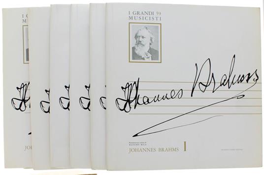 JOHANNES BRAHMS. Serie completa Fabbri, 6 dischi 33 giri stereo "Phonogram" + 6 fascicoli (Fabbri - I Grandi Musicisti N. 59 - 60 - 61 - 62 - 63 - 64) - Brahms Johannes - Johannes Brahms - copertina