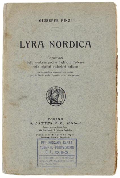 LYRA NORDICA. Capolavori della moderna poesia Inglese e Tedesca nelle migliori traduzioni italiane - Giuseppe Finzi - copertina