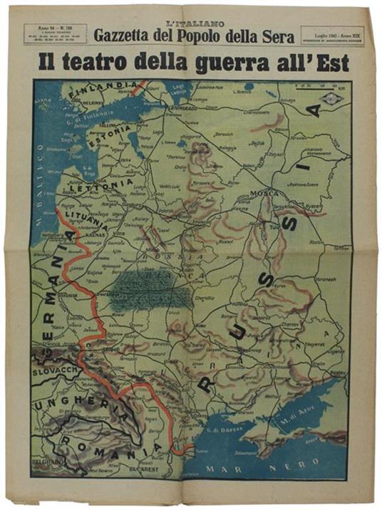 Il TEATRO DELLA GUERRA ALL'EST - Gazzetta del Popolo della Sera, 12/13 luglio 1941. - copertina