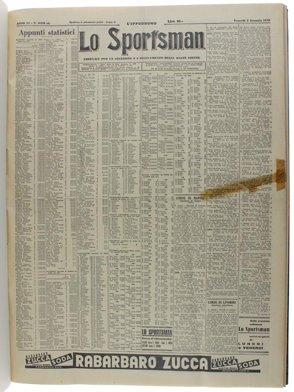 Lo SPORTSMAN - l'Ippodtomo. Anno 1959 completo. Giornale per la selezione e l'allevamento delle razze equine