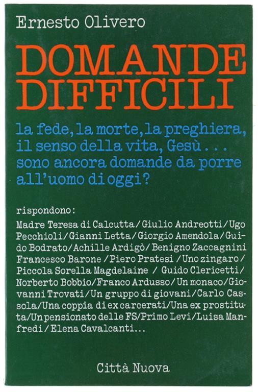 DOMANDE DIFFICILI - Ernesto Olivero - copertina