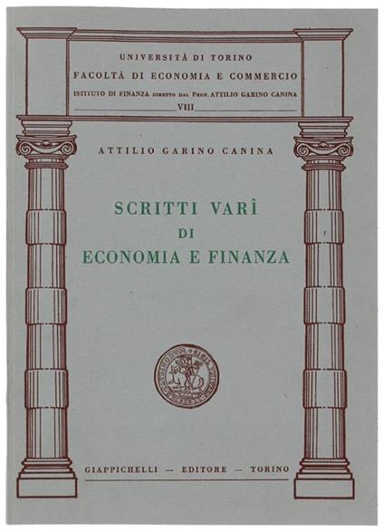 SCRITTI VARI DI ECONOMIA E FINANZA - copertina