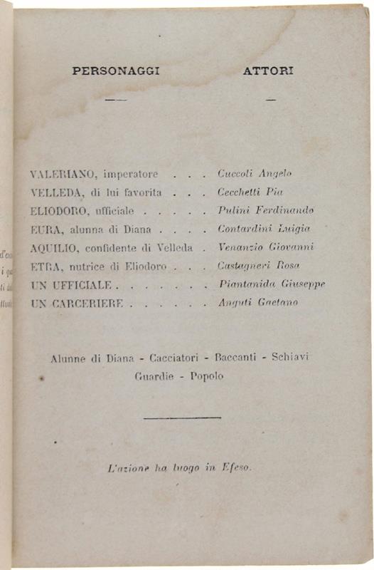 VELLEDA. Azione Coreografica in cinque Quadri. Da rappresentarsi al Teatro Regio di Torino la stagione di Carneval-Quaresima 1872-73 - Rota Giuseppe, Dall'Argine Costantino e Bini Giuseppe (musica)