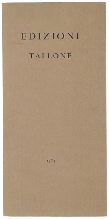 EDIZIONI TALLONE - 1983 - copertina