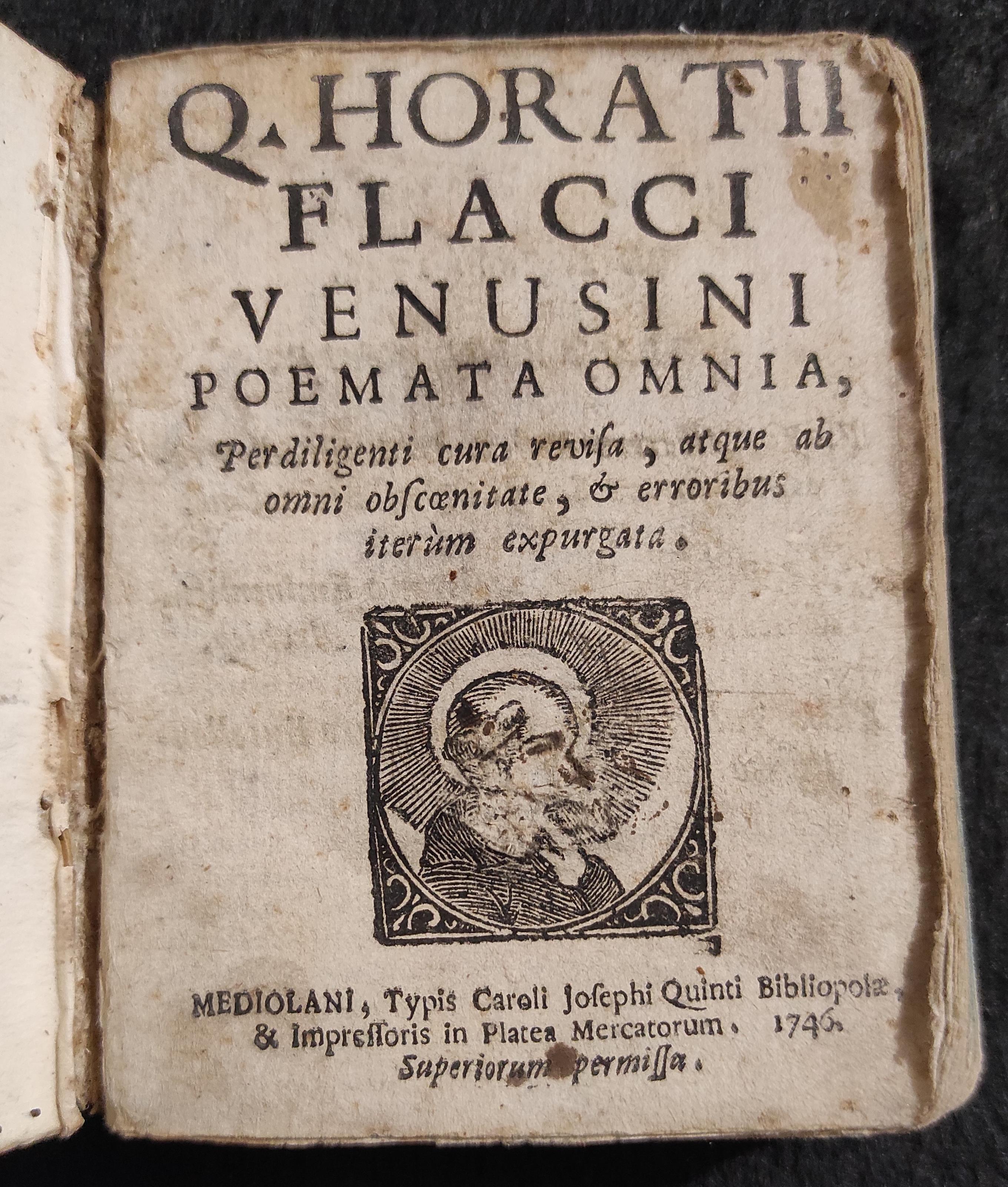 Horatii Flacci - Venusini Poemata Omnia - Mediolani Caroli Quinti - 1746