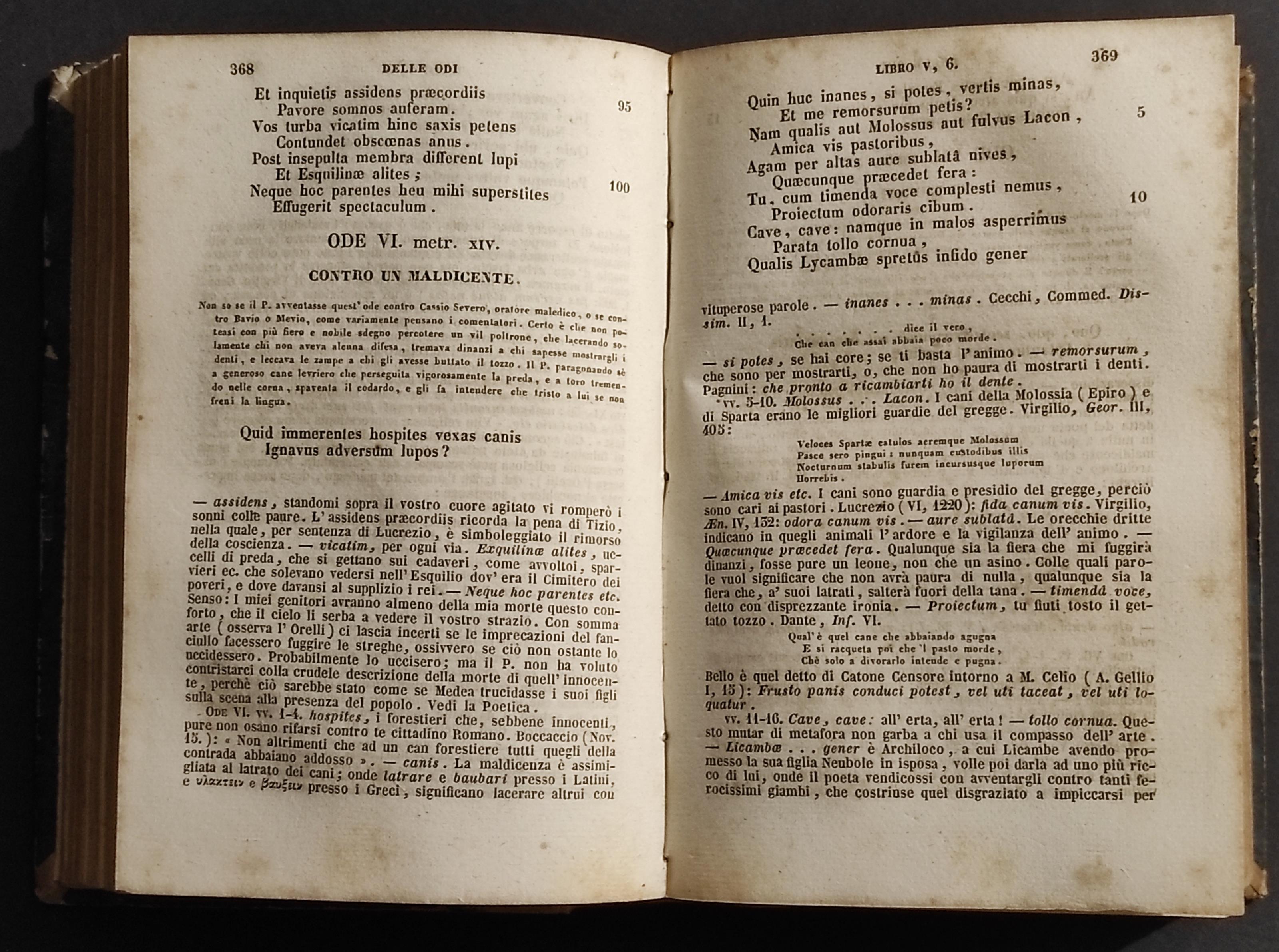 Opere Purgate - Orazio Flacco - E. Bindi - Tip. Aldina 1852 - 2 Vol in 1