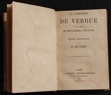 La Comtesse De Verrue et la Cour de Victor-Amédée II de Savoie - 1881 - copertina