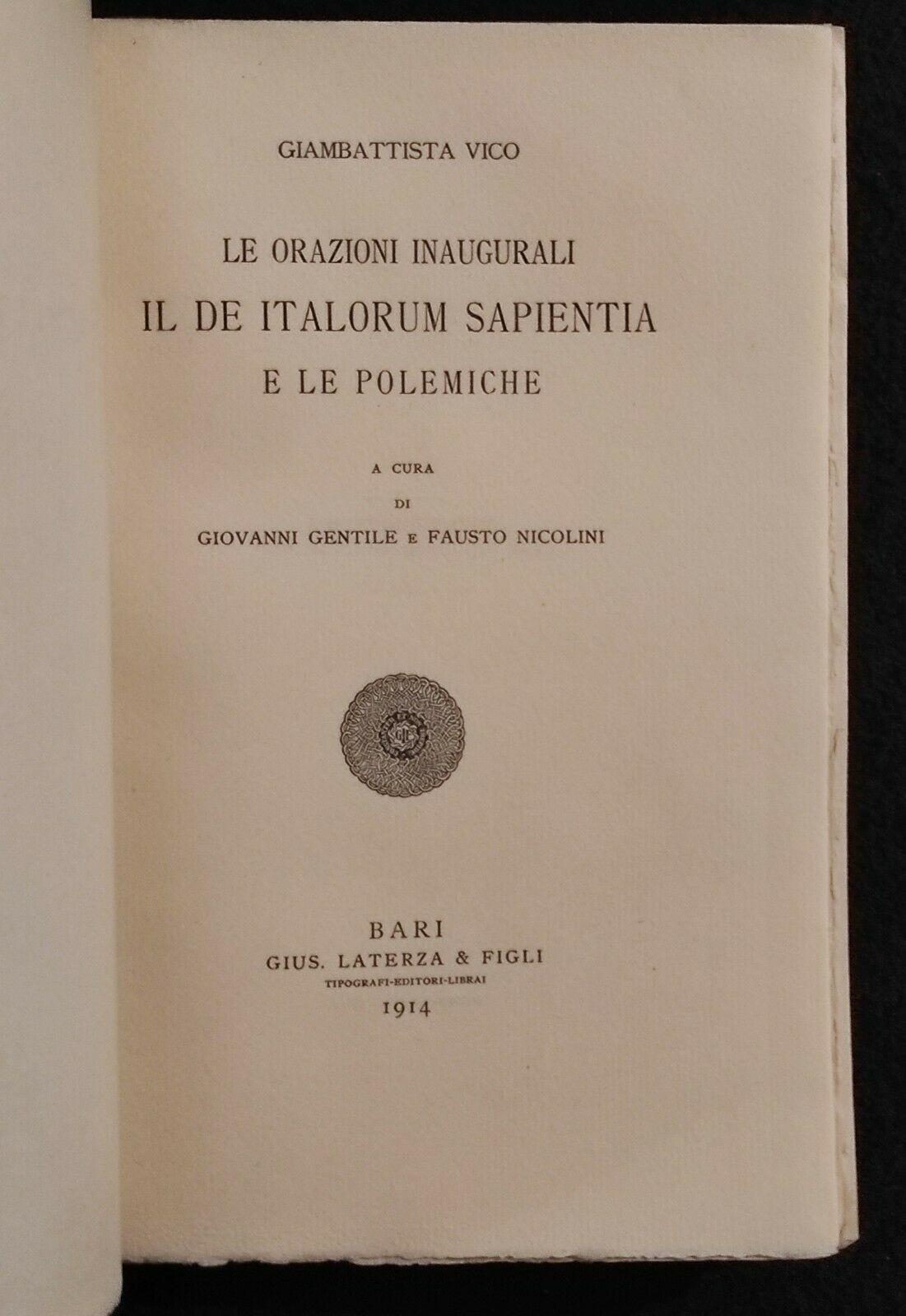 Scrittori d'Italia - Il De Italorum Sapientia - Vico - Laterza - 1914
