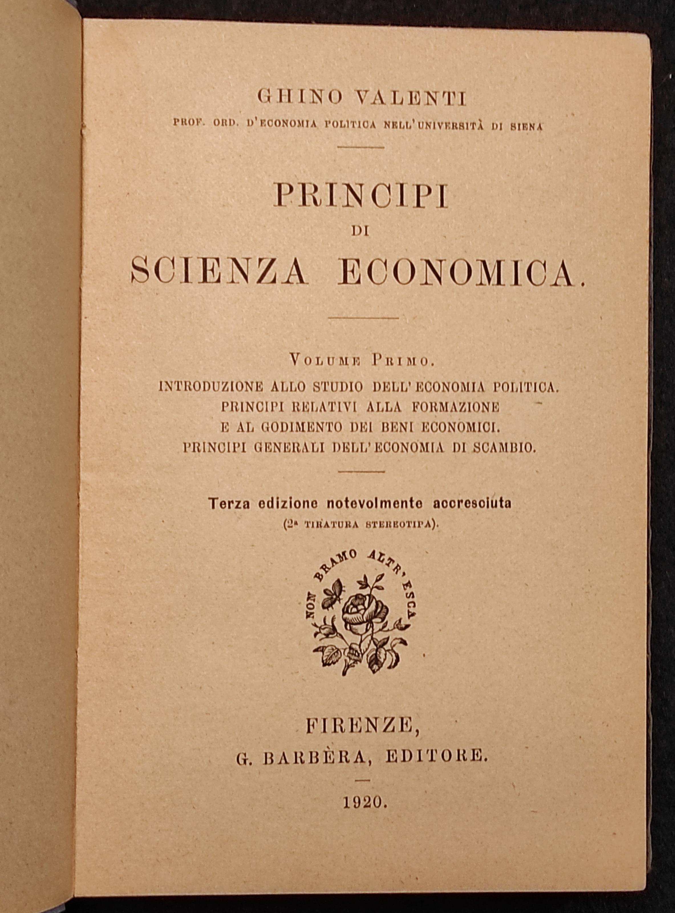 Manuali Barbèra - Scienza Economica - G. Valenti - 1920