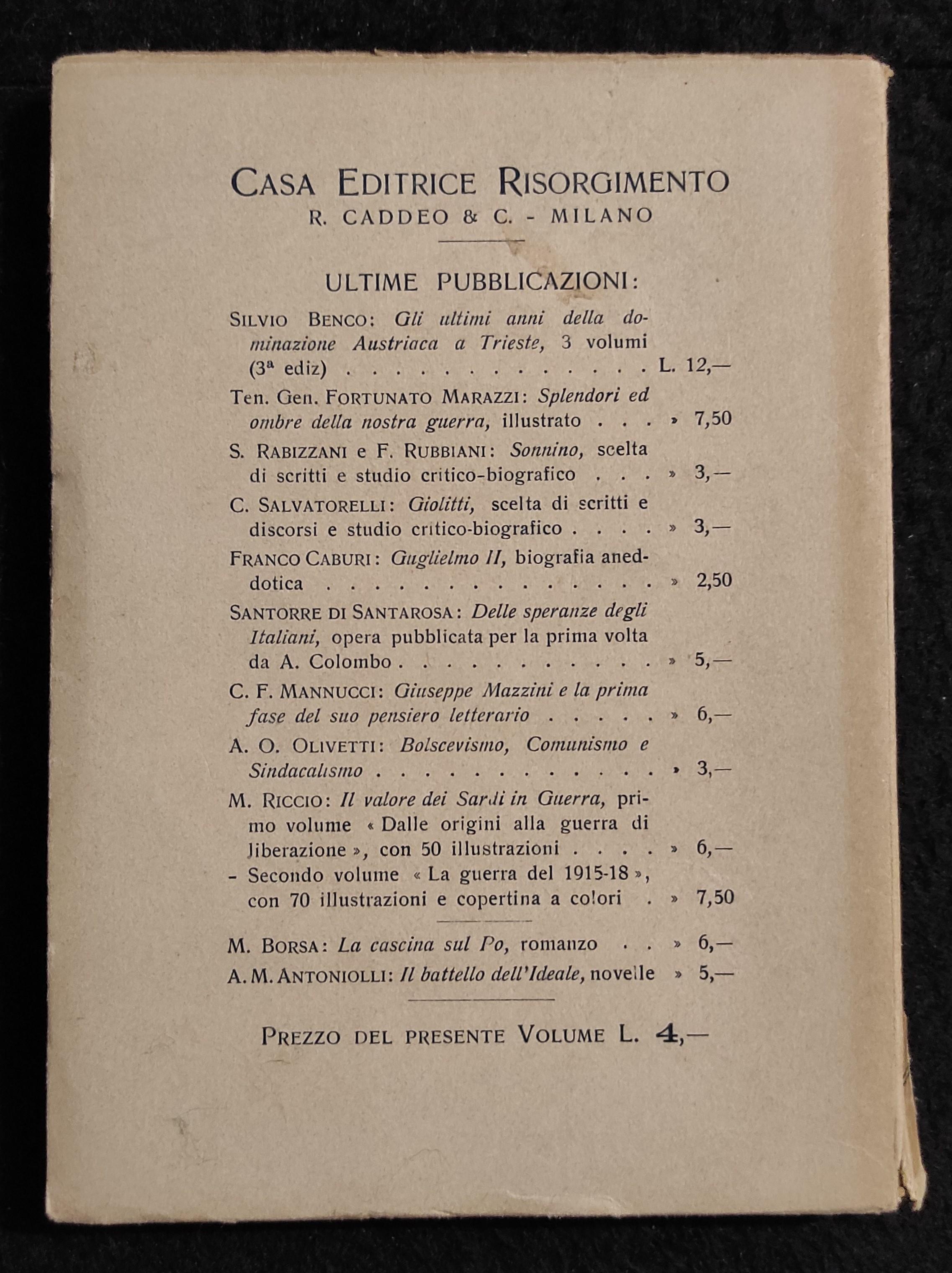 Trieste Vernacola - Poesia Dialettale - Ed. Risorgimento - 1920