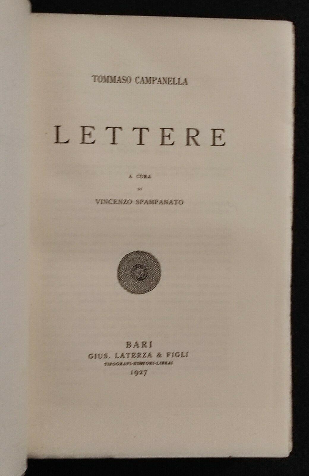 Scrittori d'Italia - Lettere - Campanella - Laterza - 1927