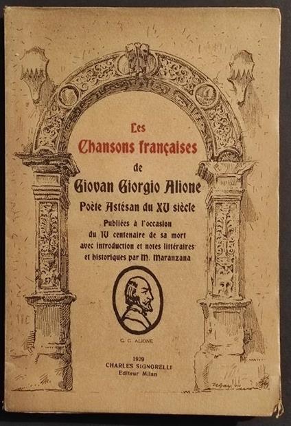 Les Chansons Francaises de Giovan Giorgio Alione - Ed. Signorelli - 1929 - copertina