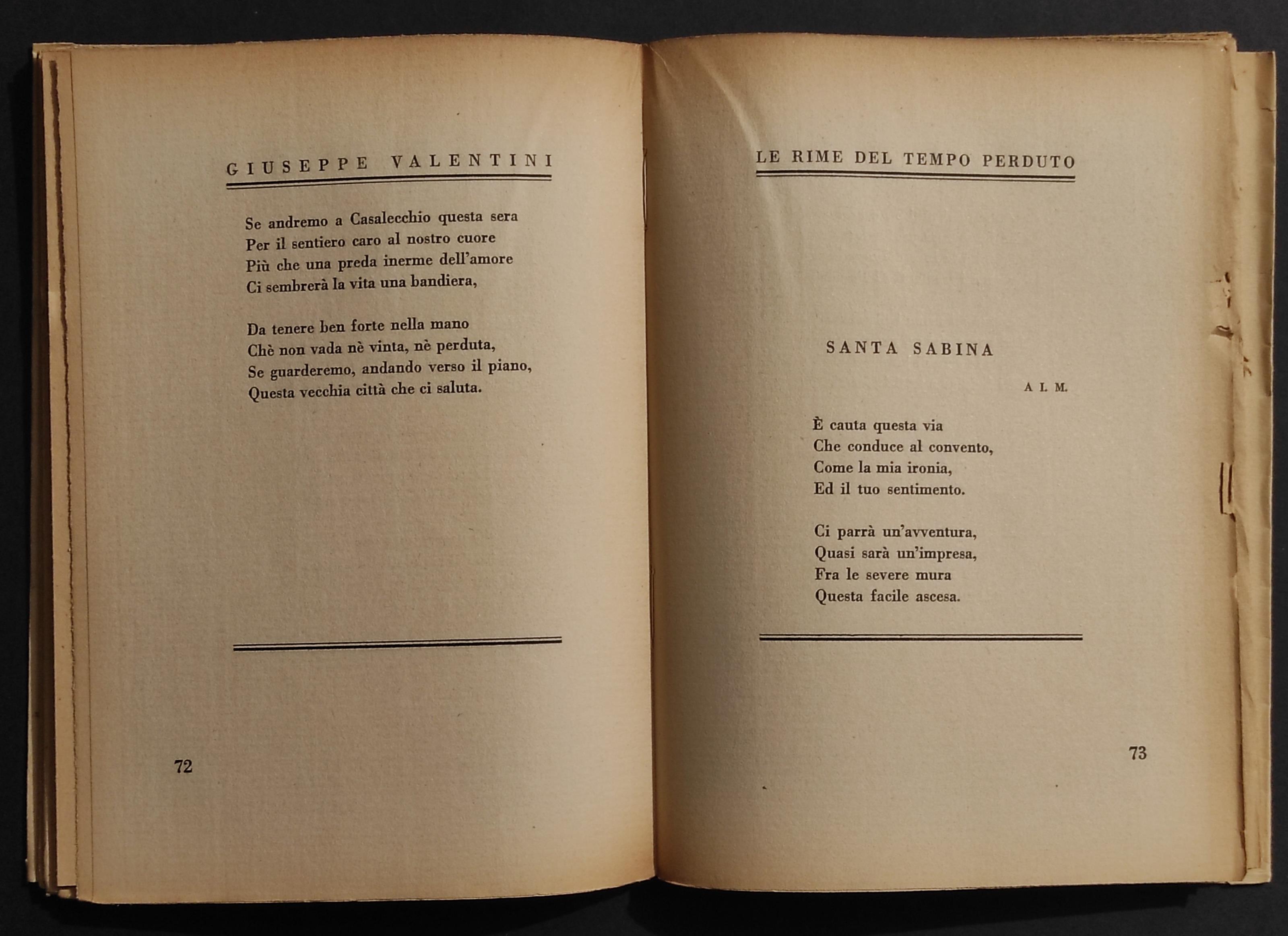 Le Rime del Tempo Perduto - G. Valentini - Ed. Alpes - 1930