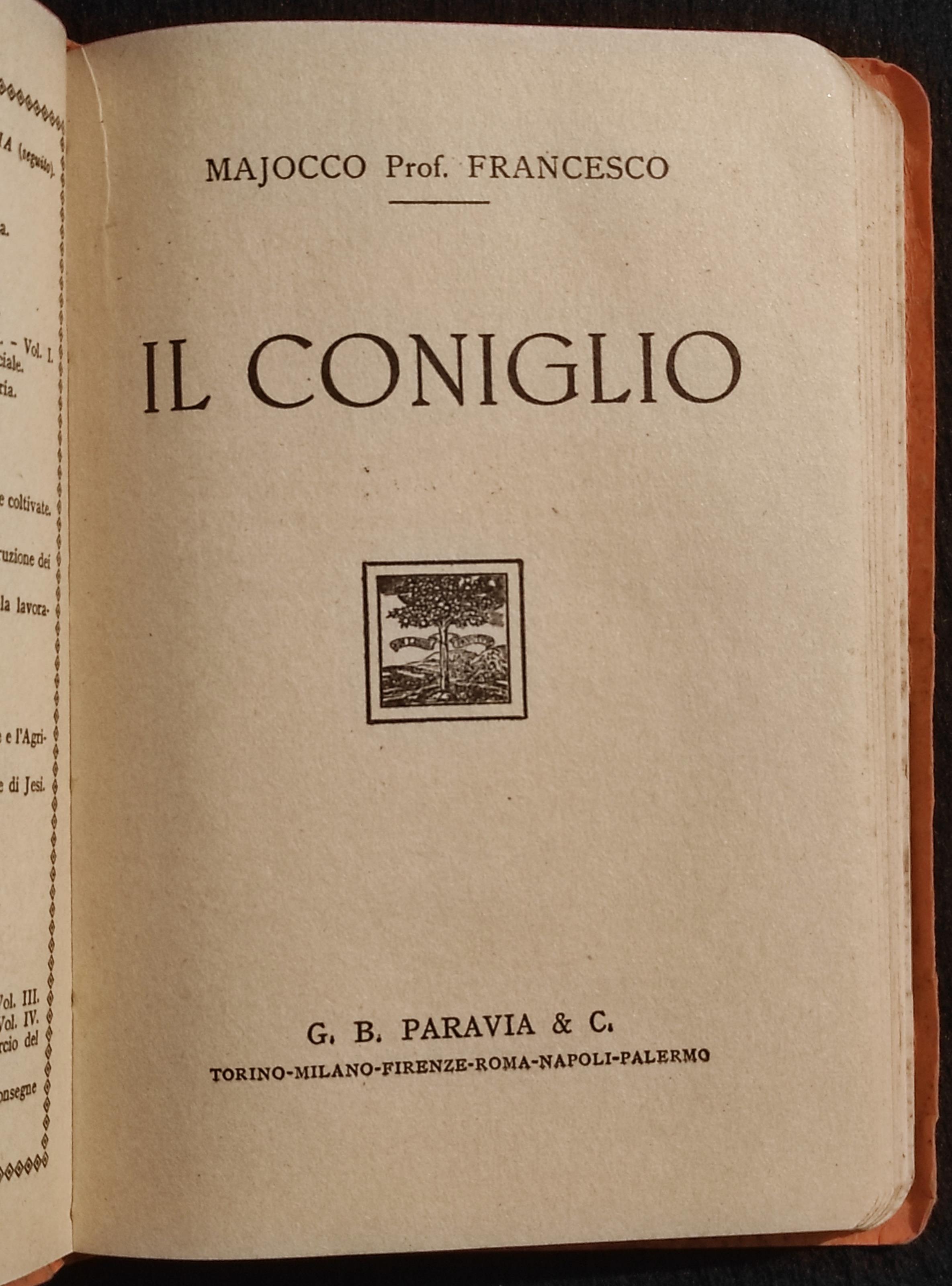 Il Coniglio - F. Majocco - Ed. Paravia - 1932