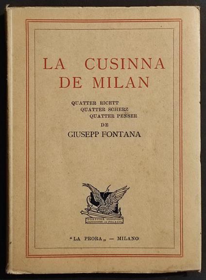 La Cusinna de Milan - G. Fontana - Ed. La Prora - 1938 - Giuseppe Fontana - copertina