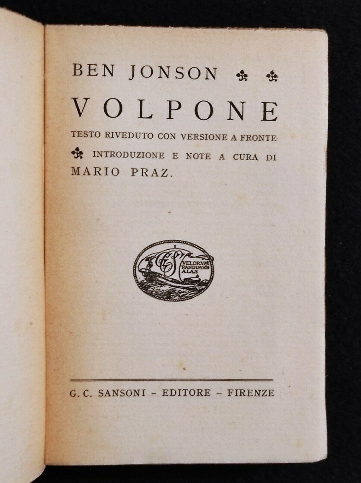 Volpone - B. Jonson - Ed. Sansoni - 1943 - Italiano/English