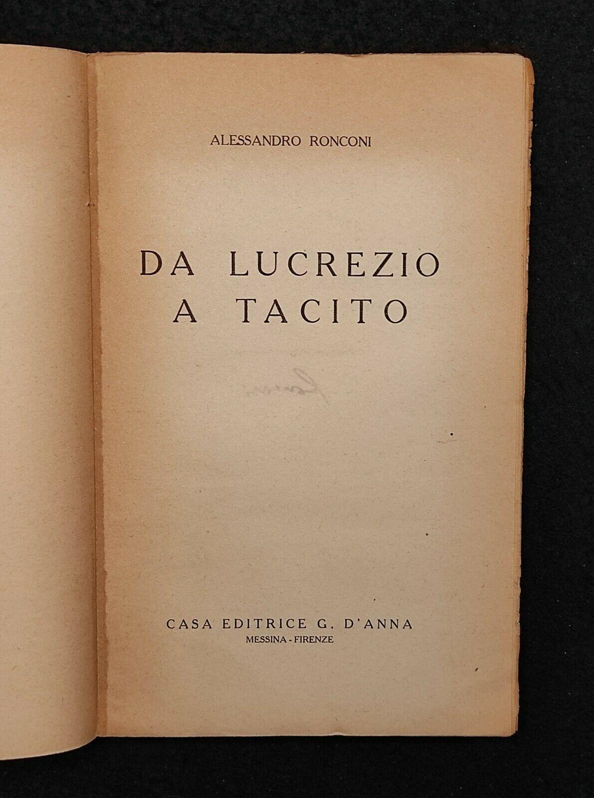 Da Lucrezio a Tacito - A. Ronconi - D'Anna - 1950