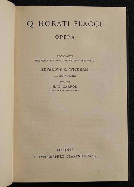 Q. Horati Flacci - Opera - Typographeo Clarendoniano - 1952 - copertina
