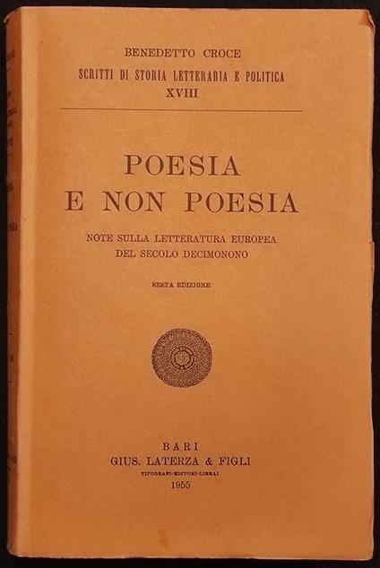 Poesia e Non Poesia - B. Croce - Laterza - 1955 - Benedetto Croce - copertina