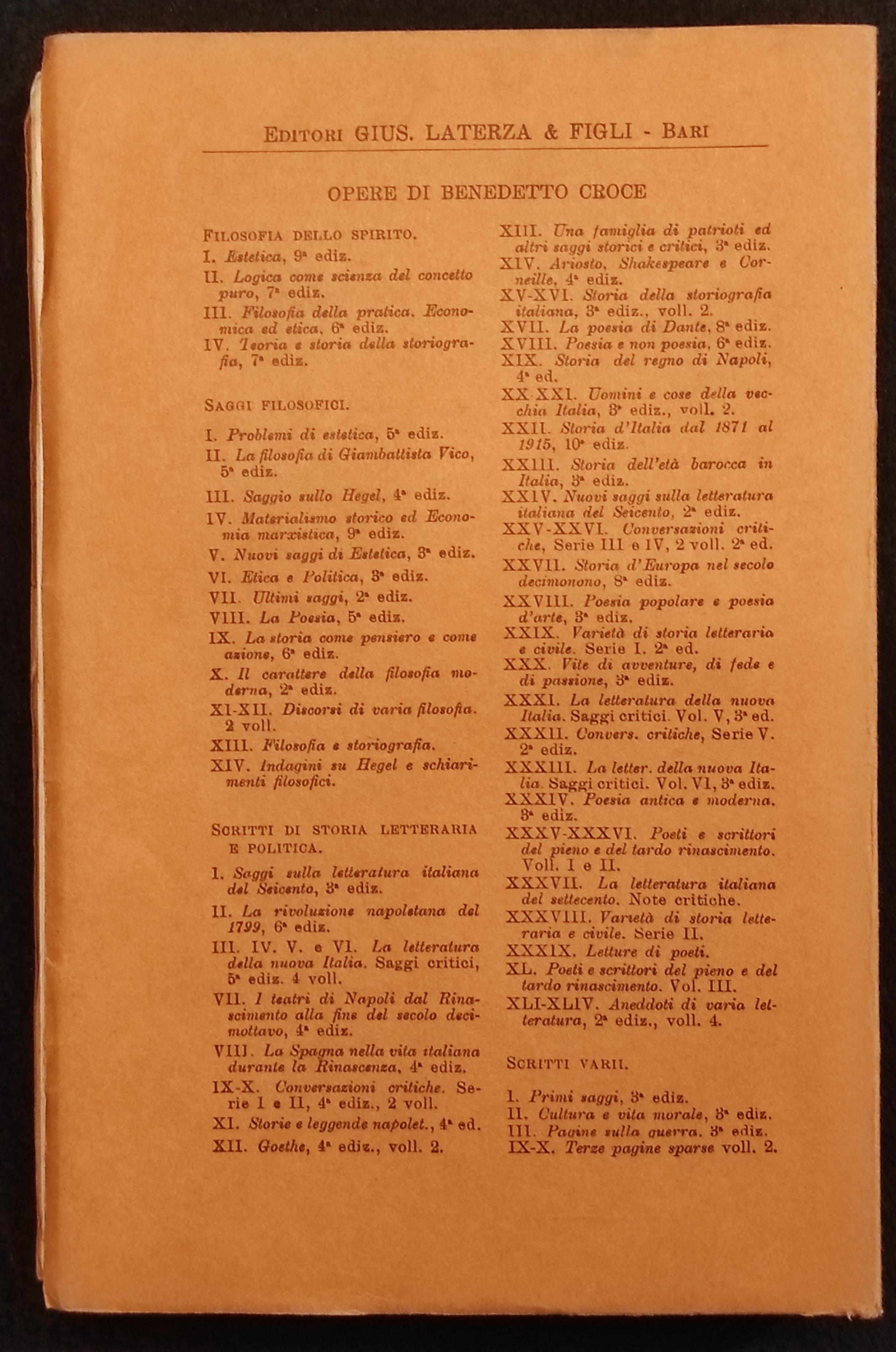 Poesia e Non Poesia - B. Croce - Laterza - 1955