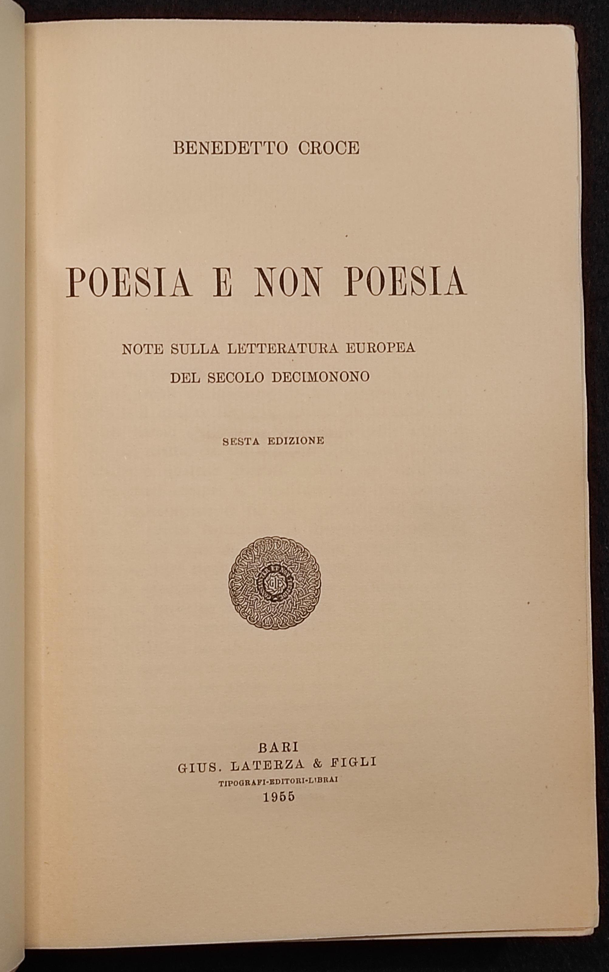 Poesia e Non Poesia - B. Croce - Laterza - 1955