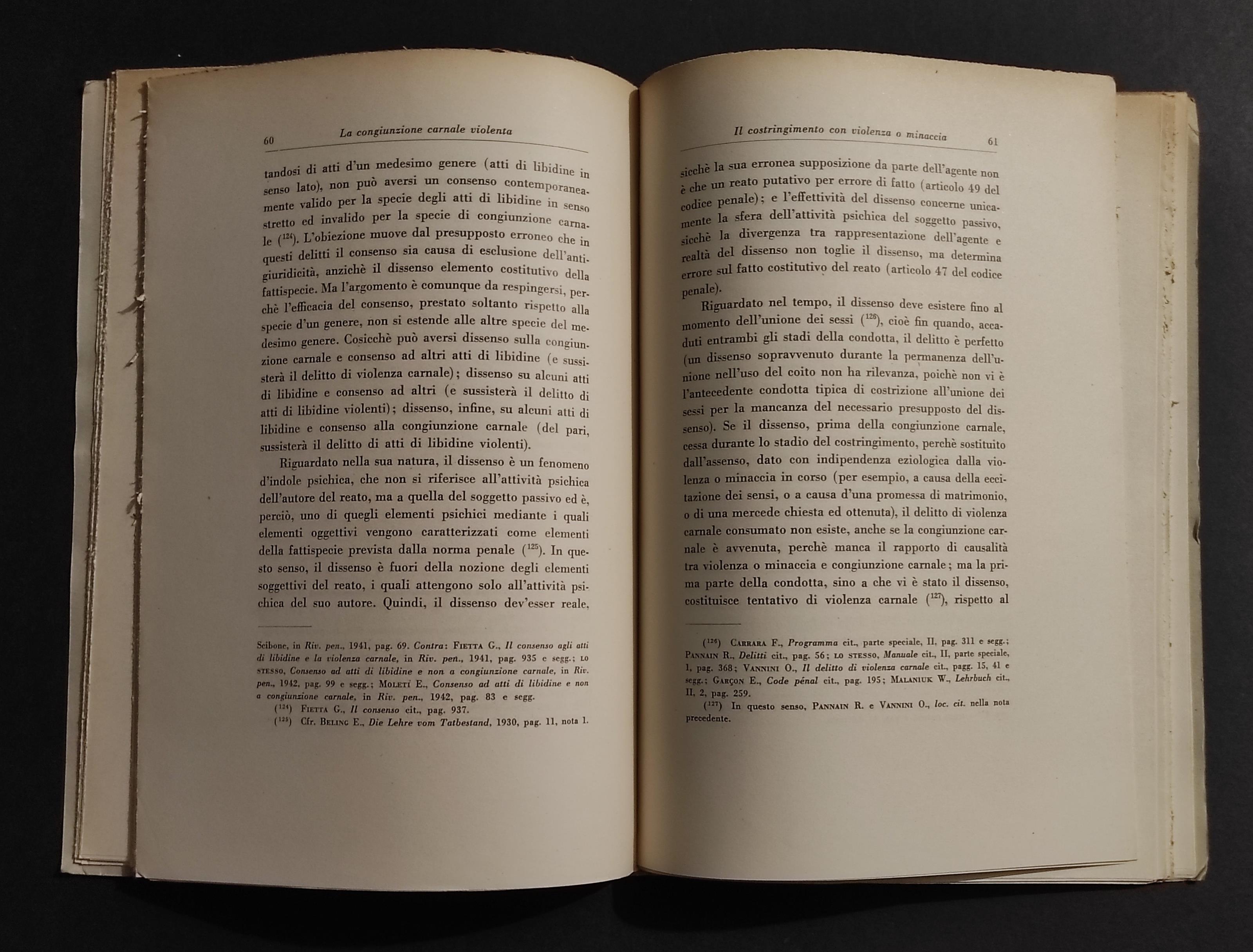 La Congiunzione Carnale Violenta - E. Contieri - Ed. Giuffrè - 1959