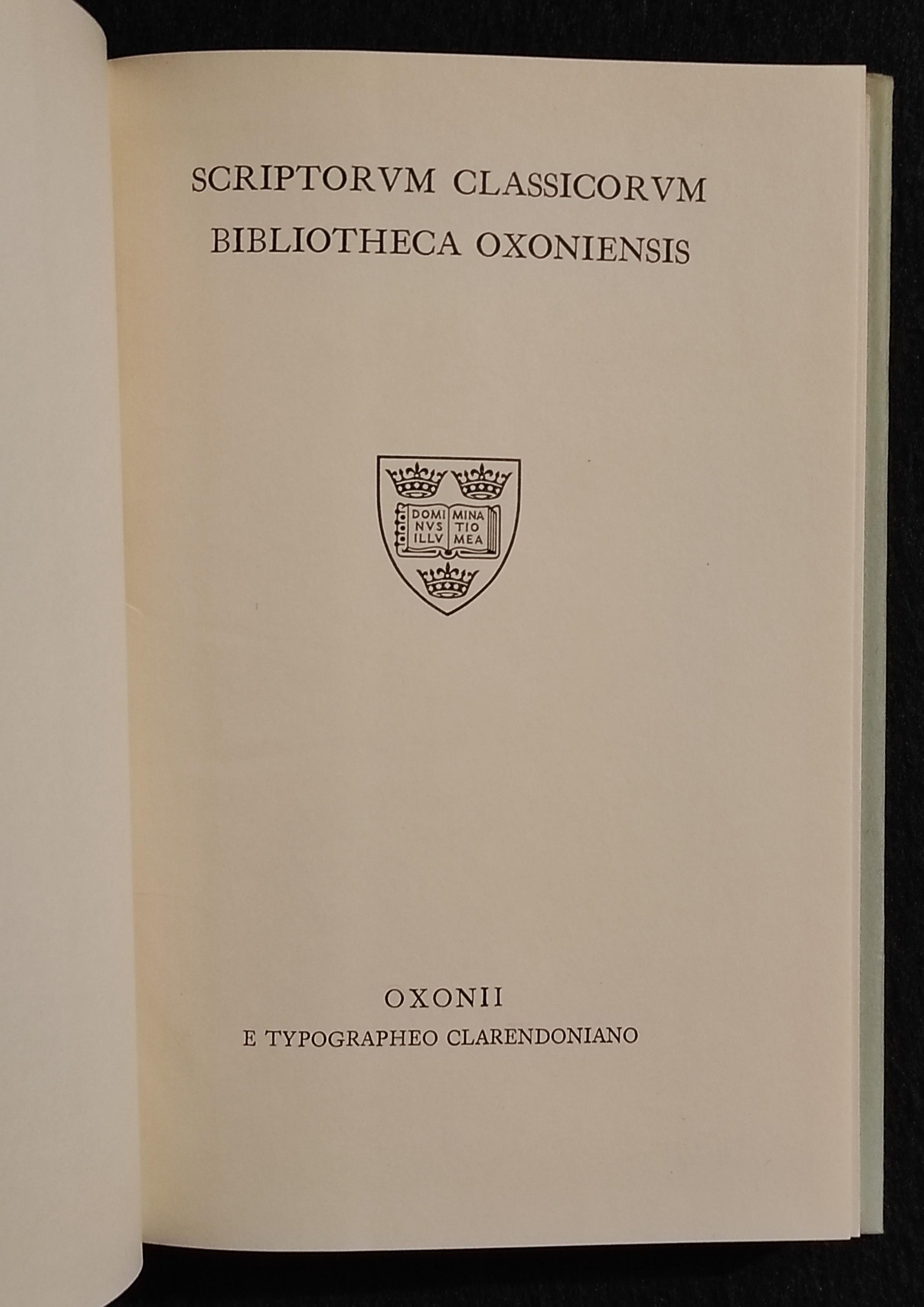 Diogenis Laertii - Vitae Philosophorvm - Typ. Clarendoniano - 1964 - 2 Tomi