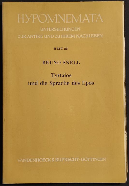 Hypomnemata - Untersuchungen Zur Antike - B. Snell - 1969 - Heft 22 - Bruno Snell - copertina