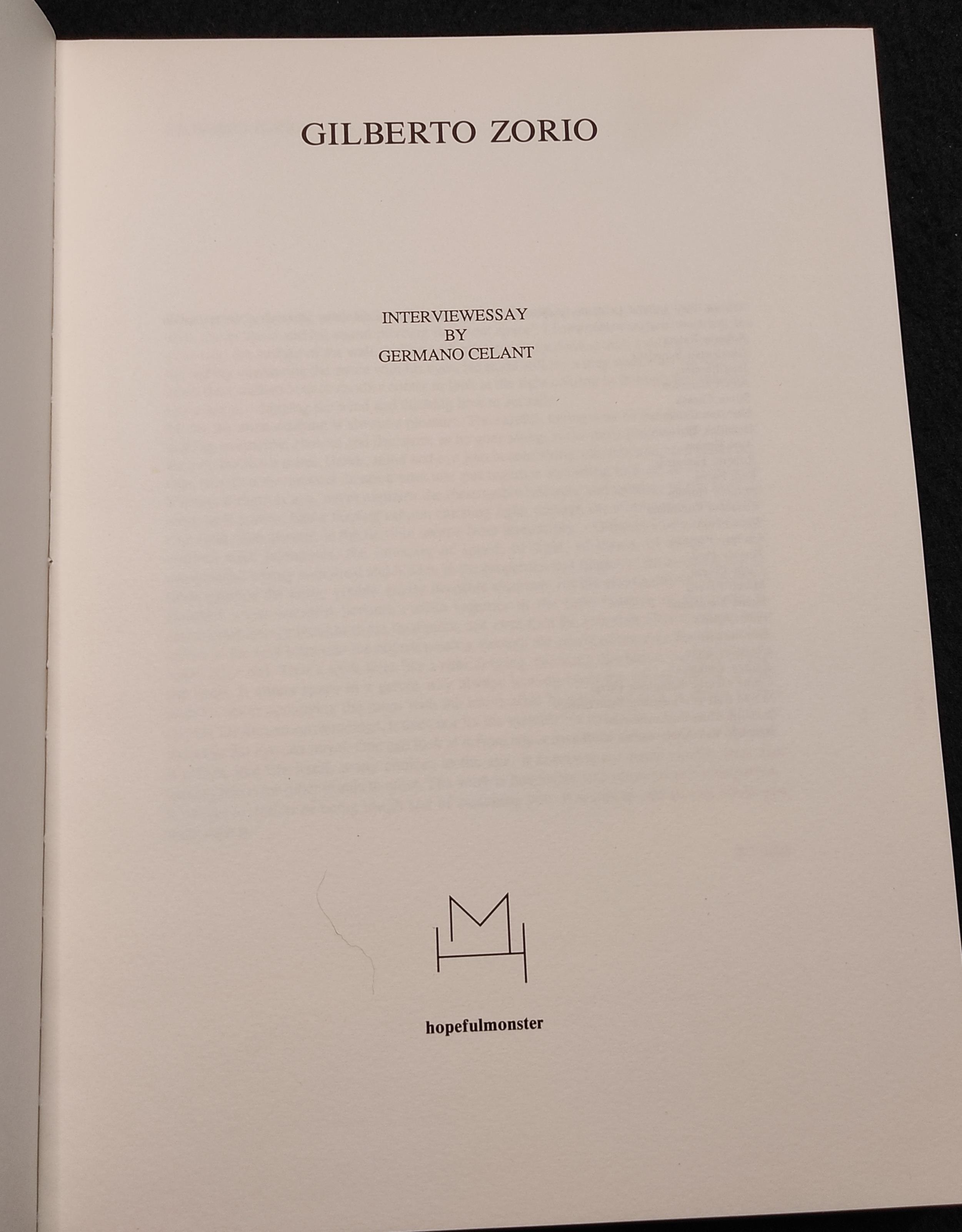 Gilberto Zorio - G. Celant - Hopefulmonster - Arte