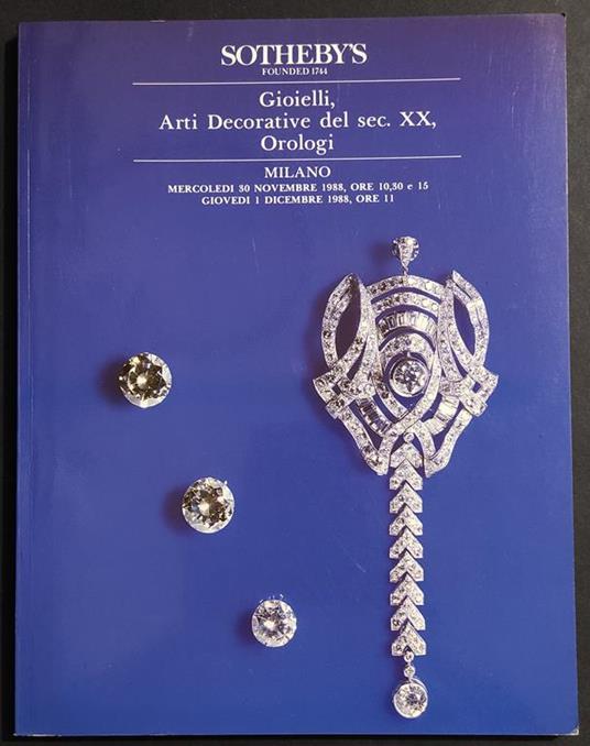 Sotheby's - Gioielli, Arti Decorative del Sec. XX, Orologi - 1988 - copertina