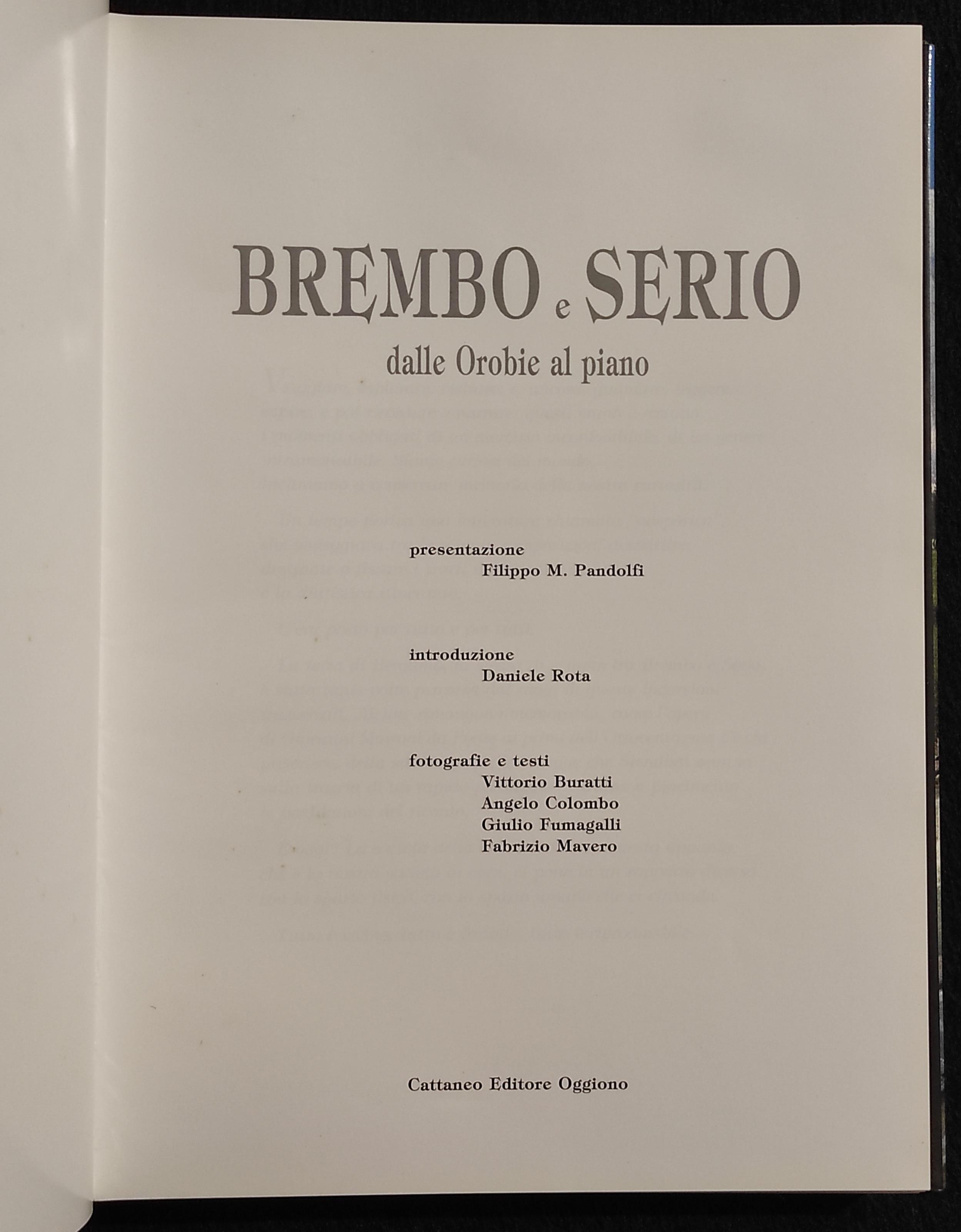 Brembo & Serio dalle Orobie al Piano - Pandolfi - Ed. Cattaneo - 1988