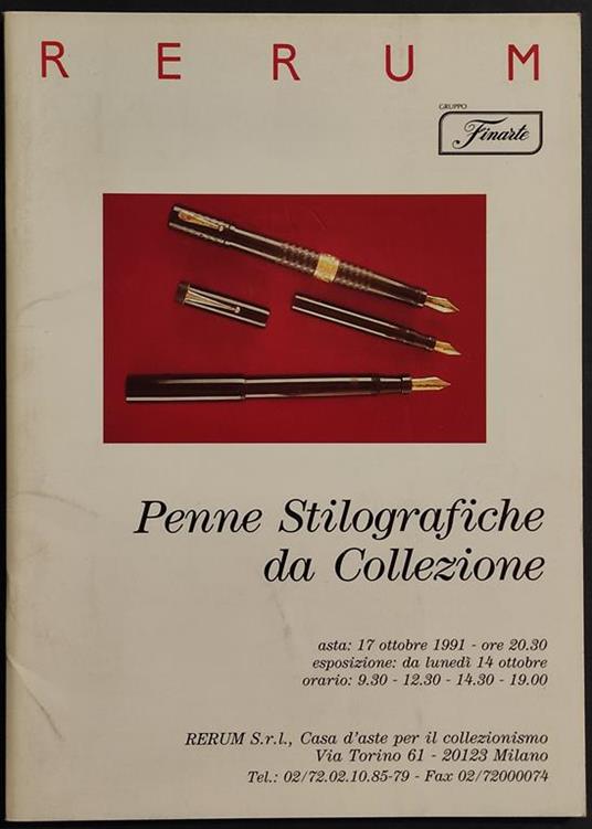 Penne Stilografiche da Collezione - Rerum Finarte - Asta Ottobre 1991 - copertina