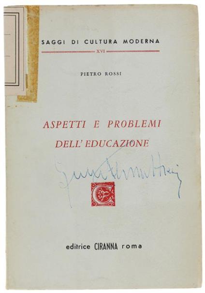 Aspetti E Problemi Dell'educazione - Pietro Rossi - copertina