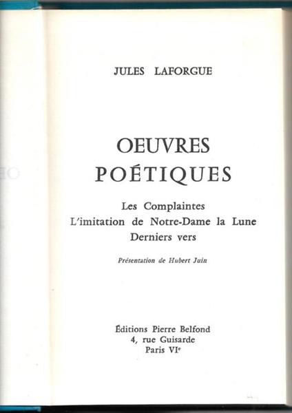 Oeuvres Poétiques - Jules Laforgue - copertina
