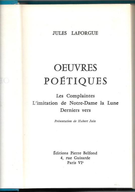 Oeuvres Poétiques - Jules Laforgue - copertina