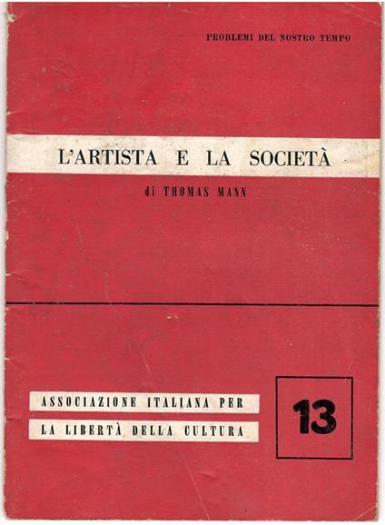 L' artista e La società - Thomas Mann - copertina