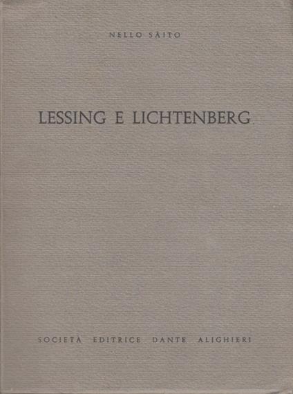 Lessing e Lichtenberg - Nello Saito - copertina