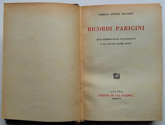 Ricordi parigini - Camillo Antona Traversi - copertina