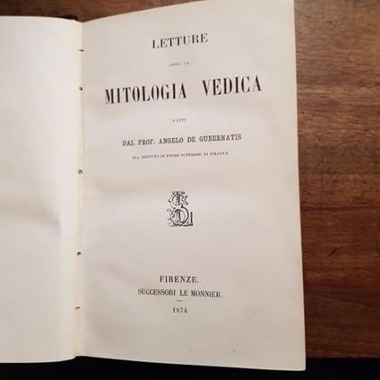 Letture sopra la mitologia Vedica - Angelo De Gubernatis - copertina