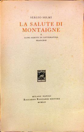 La salute di Montaigne - Sergio Solmi - copertina