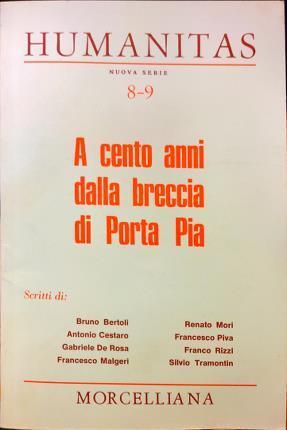 Humanitas. A cento anni dalla breccia di Porta Pia - copertina