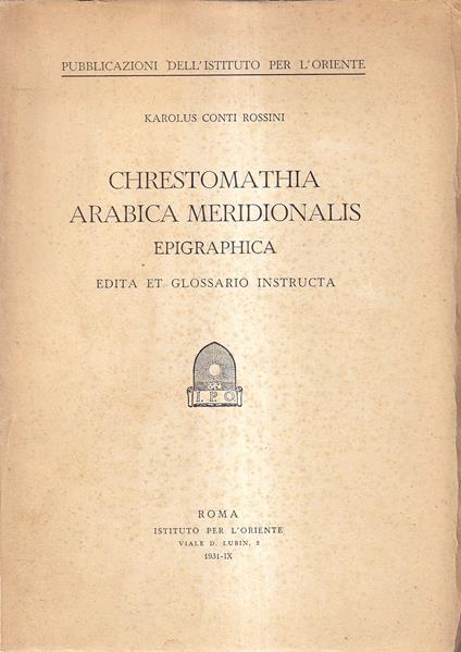 Chrestomathia Arabica meridionalis epigraphica. Edita et glossario instructa - copertina