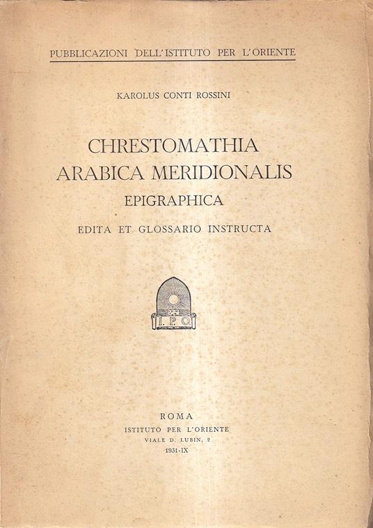 Chrestomathia Arabica meridionalis epigraphica. Edita et glossario instructa - copertina
