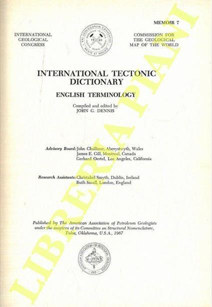 International Tectonic Dictionary. English Terminology - John Dennis - copertina