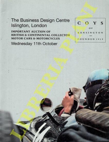 Spirit of Motoring. Business Designe Centre Islington, London. Important Auction of British & Continental Collector Motor Cars & Motorcycles. Wednesday 11th October - copertina