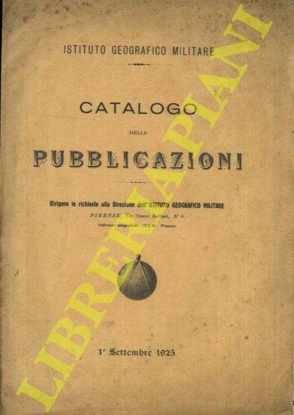 Catalogo delle Pubblicazioni - copertina