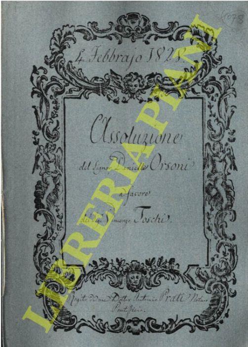 Assoluzione per una porzione di casa ed un pezzo di terreno unito, posta nel Comune di S. Martino in Argine nel luogo detto “Casa Vecchia” - copertina