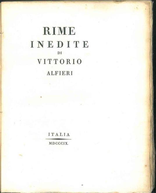 Rime inedite - Alfieri Vittorio - copertina